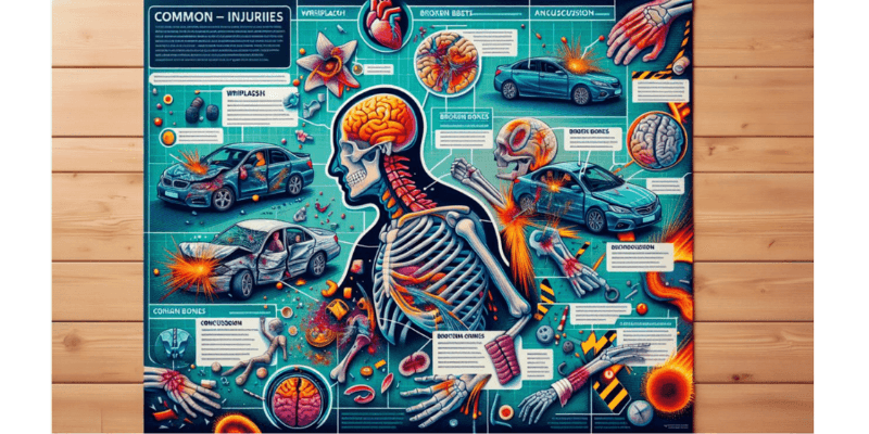 An illustration of common injuries sustained in car accidents